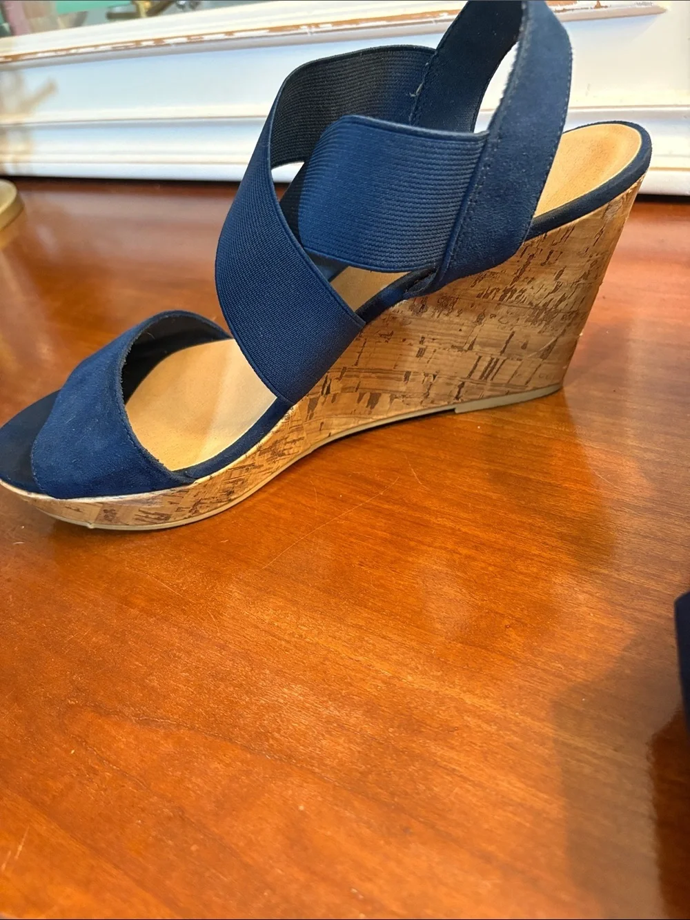 American Eagle Outfitters Navy Crisscross Wedge Sandals 9